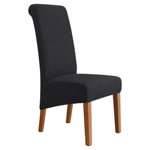 XL Size Solid Dark Color Long Back Chair Covers Black