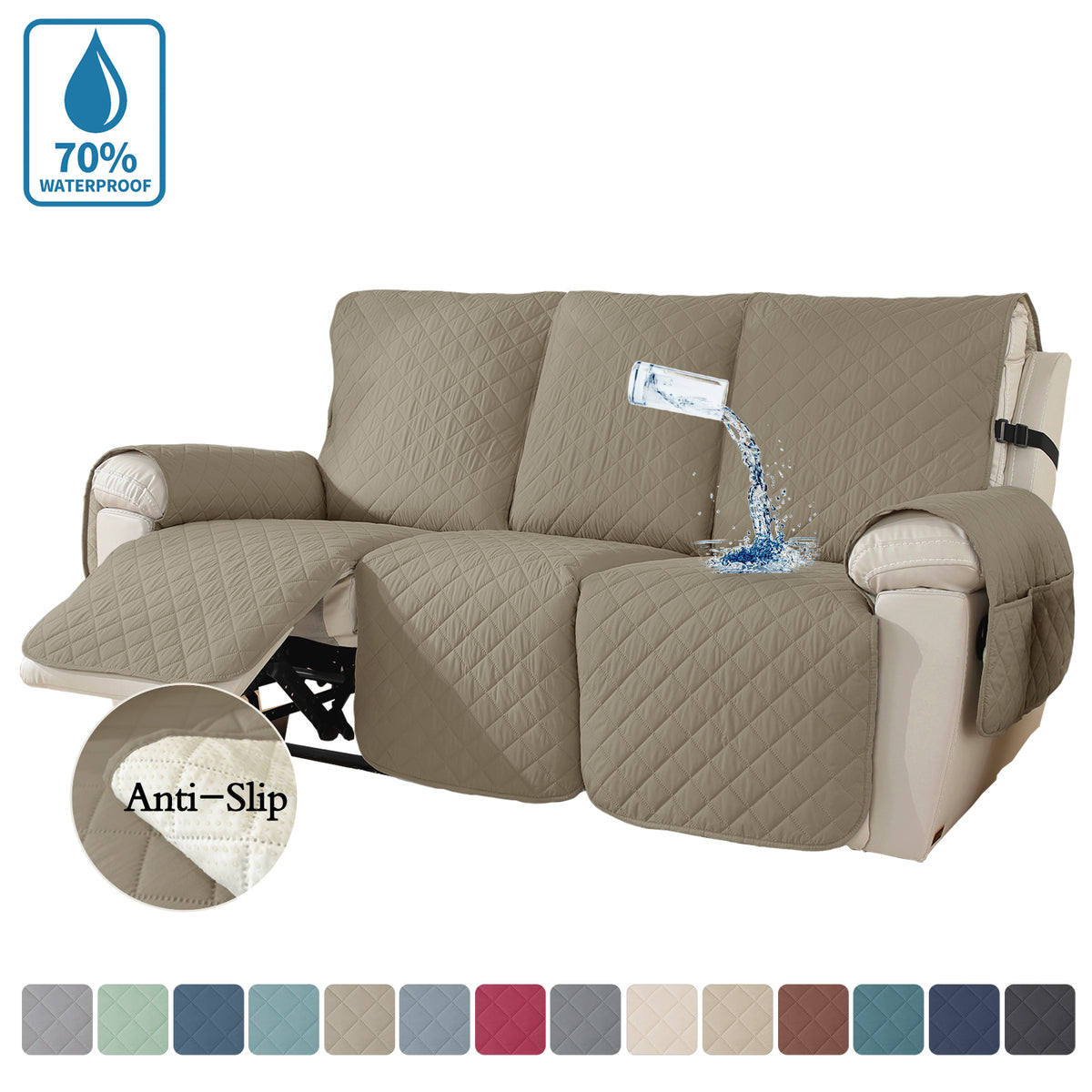 100% Waterproof Reversible Water Resistant Recliner Slipcovers