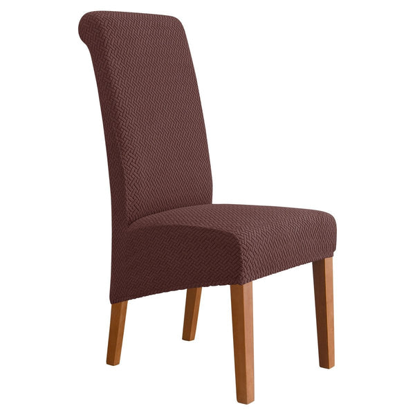 XL Size Solid Dark Color Long Back Chair Covers Coffee