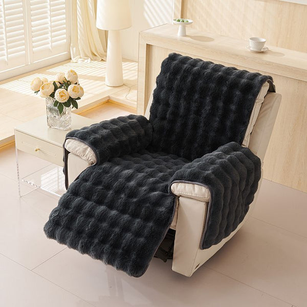 Plush Faux Fur Super Soft Chair Cover T-Cushion Recliner Slipcovers