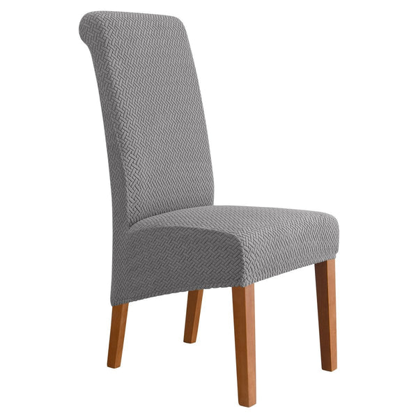 XL Size Solid Dark Color Long Back Chair Covers Dark Grey