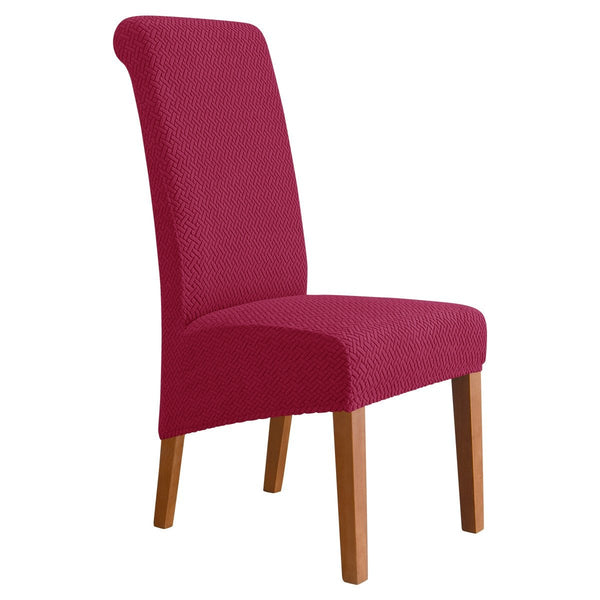 XL Size Solid Dark Color Long Back Chair Covers Wine Red