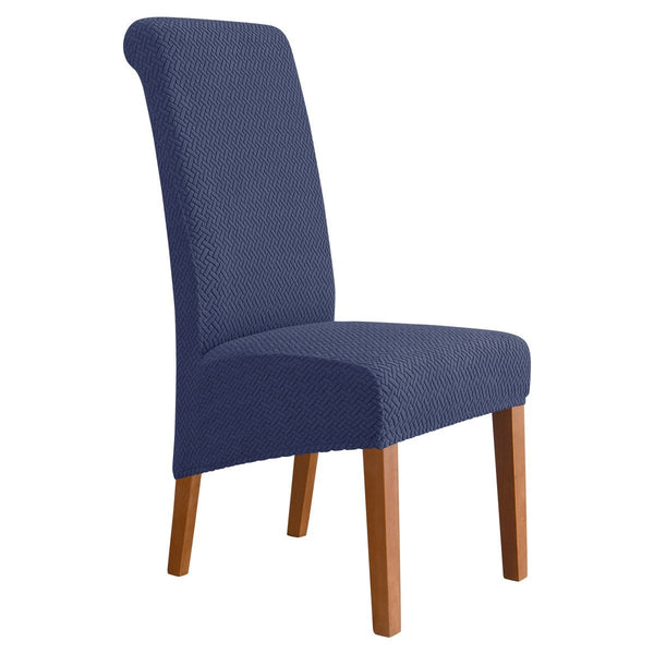 XL Size Solid Dark Color Long Back Chair Covers Dark blue