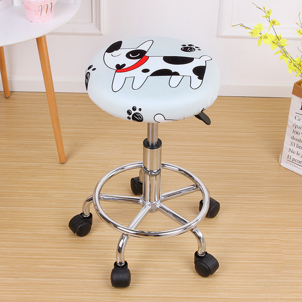 Elastic Round Bar Stool Cover Flower Cute Dog