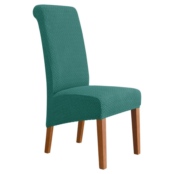 XL Size Solid Dark Color Long Back Chair Covers Green
