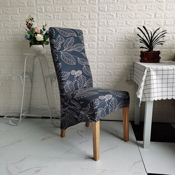 XL Size Pattern Long Back Chair Covers Leaves Pattern