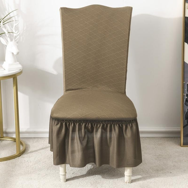 Universal High Elasticity Skirt Chair Cover Brown