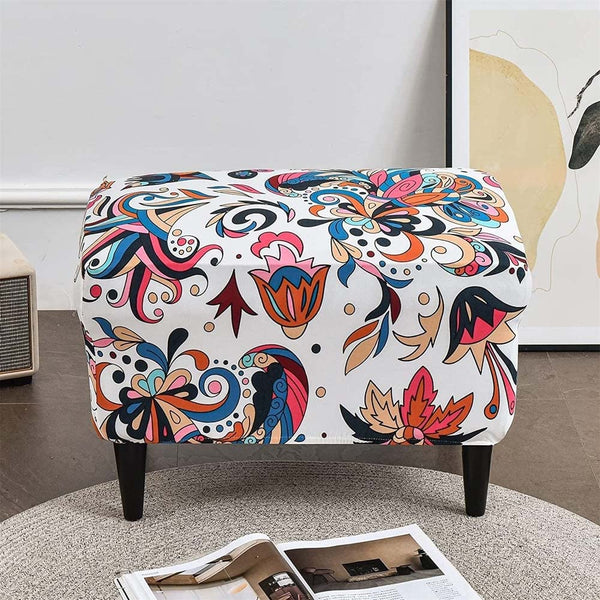 Stretch Rectangular Ottoman Cover With Non-slip Elastic Bottom