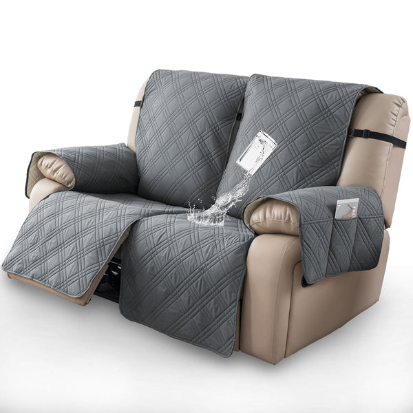 1PC Recliner Loveseat Cover with Pockets & Elastic Straps (2Seat)