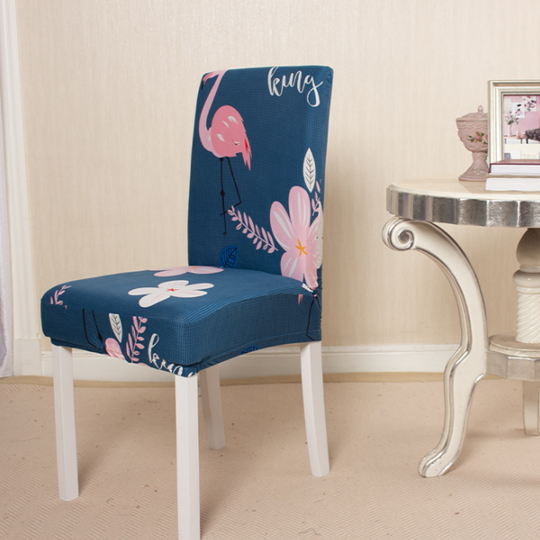 Stretchable Floral Pattern Dining Chair Slipcover Flamingo