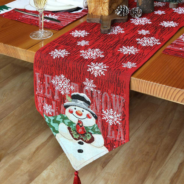 Snow Man Christmas Table Runner