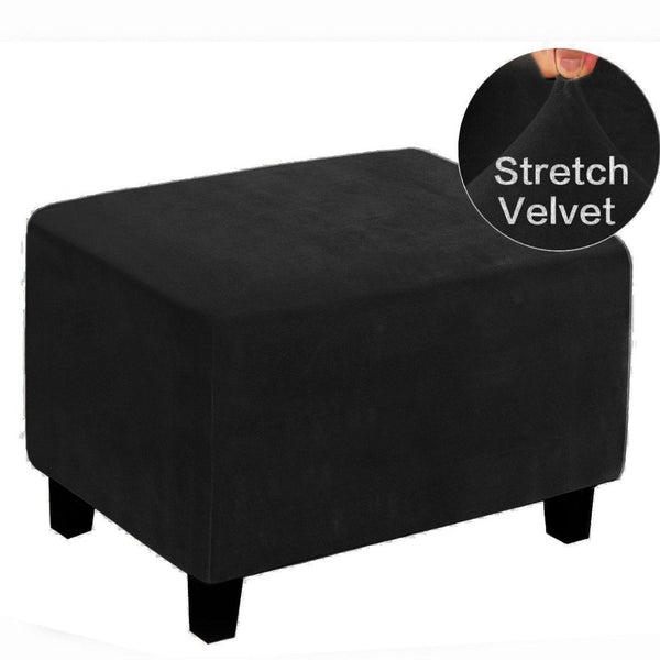 Velvet Rectangular Ottoman Covers Black