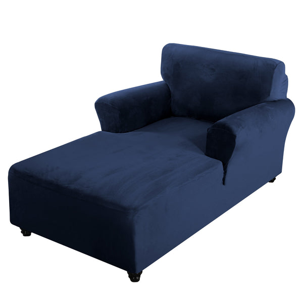 Stretch Velvet Chaise Lounge Couch Cover with Double Arm Chaise Lounge Slipcover