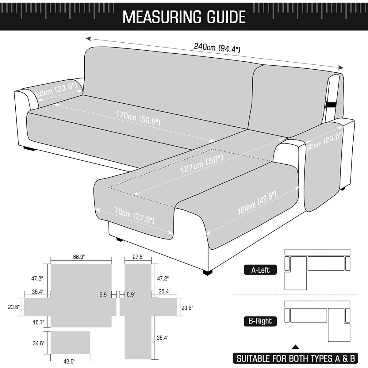 100% Waterproof L Shaped Sofa Covers