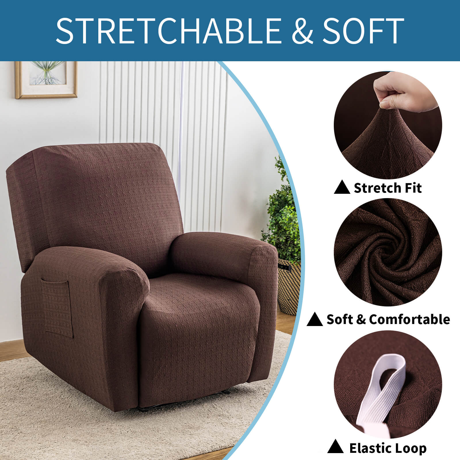 Waterproof Recliner Slipcover With Armrests