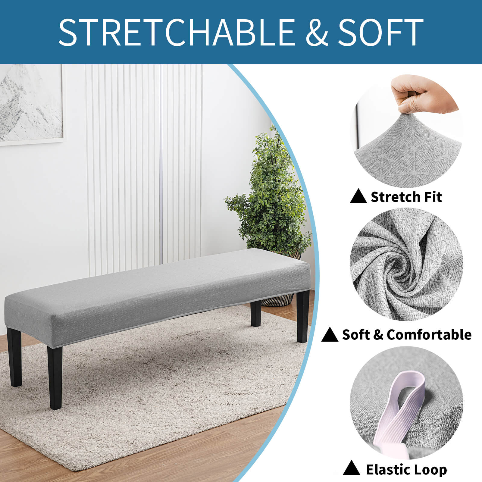 Washable Stretch Dining Stool Bench Cover