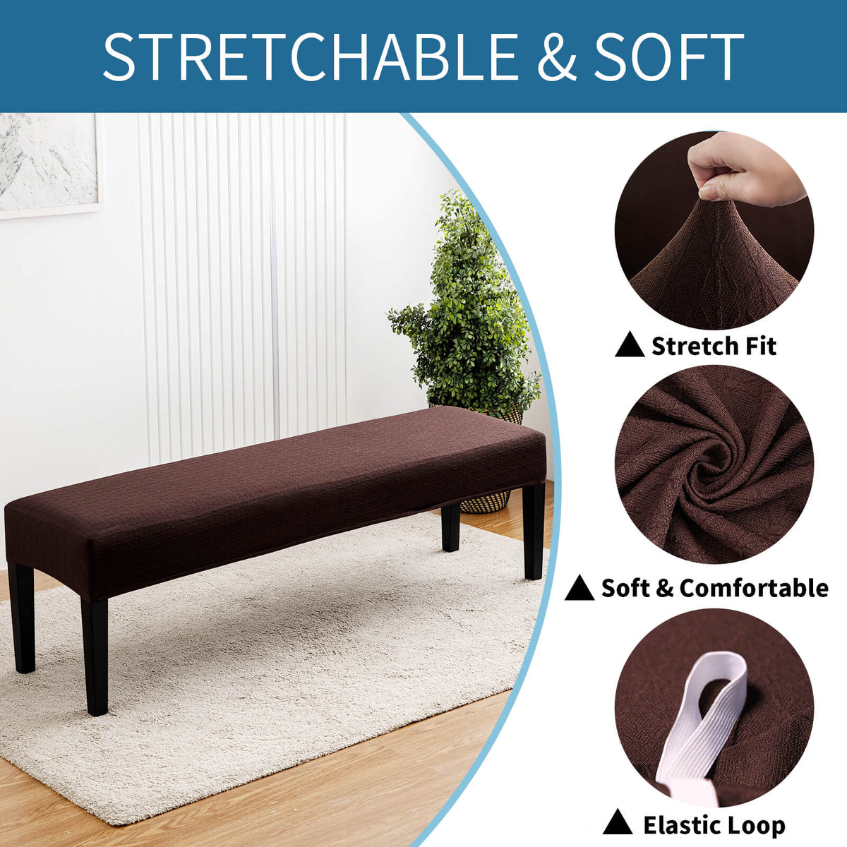 Washable Stretch Dining Stool Bench Cover