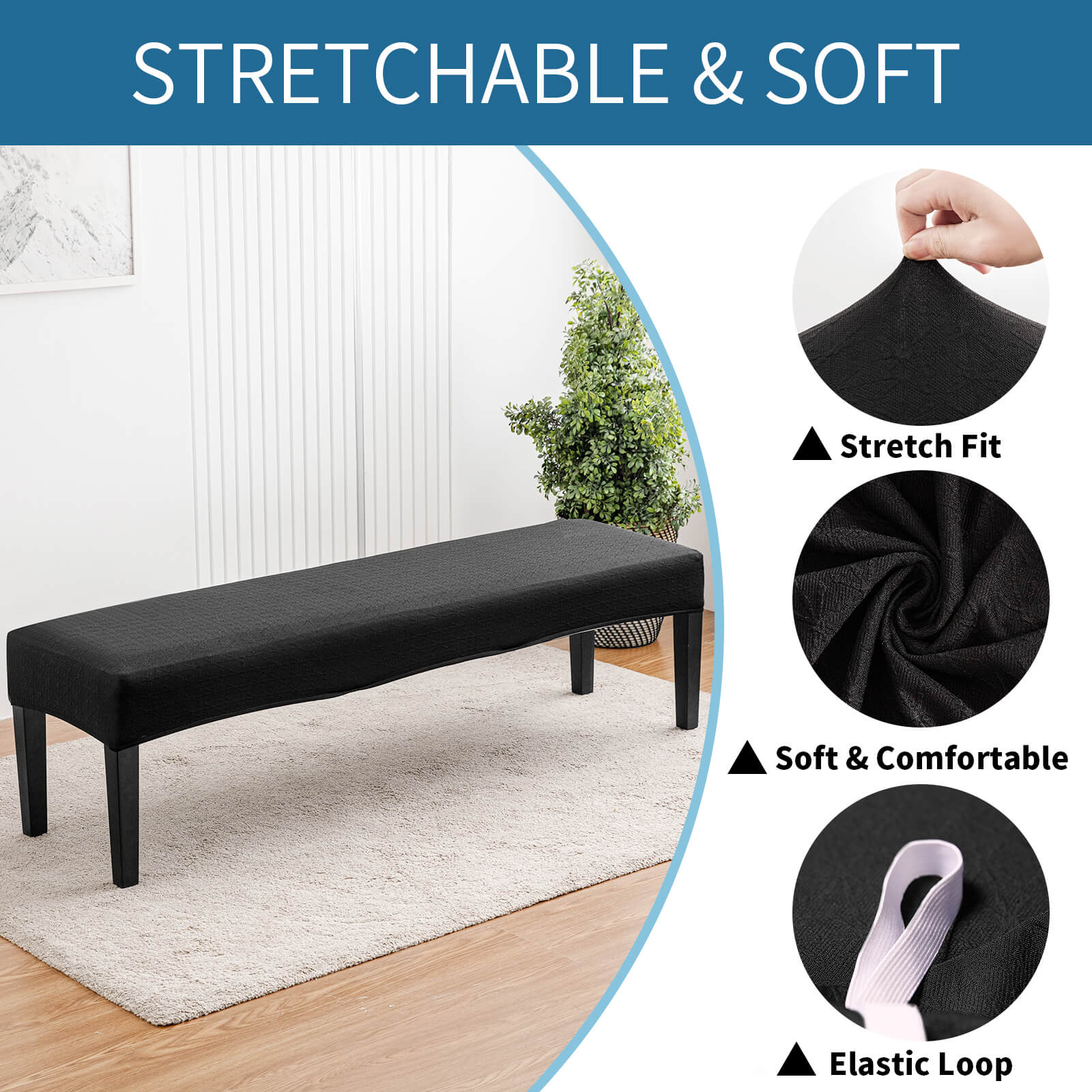 Washable Stretch Dining Stool Bench Cover