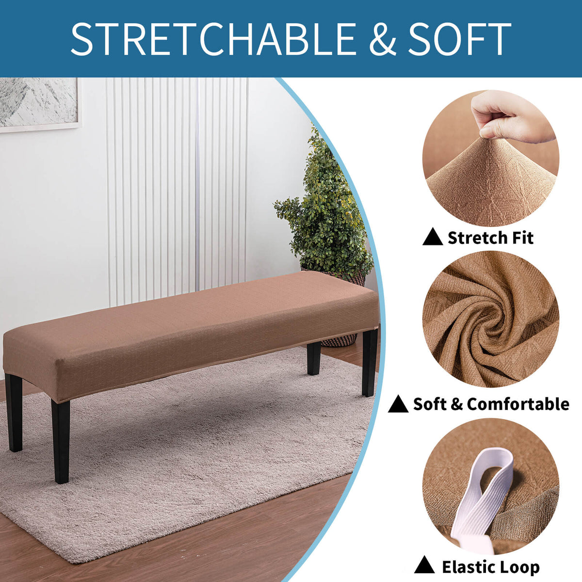 Washable Stretch Dining Stool Bench Cover