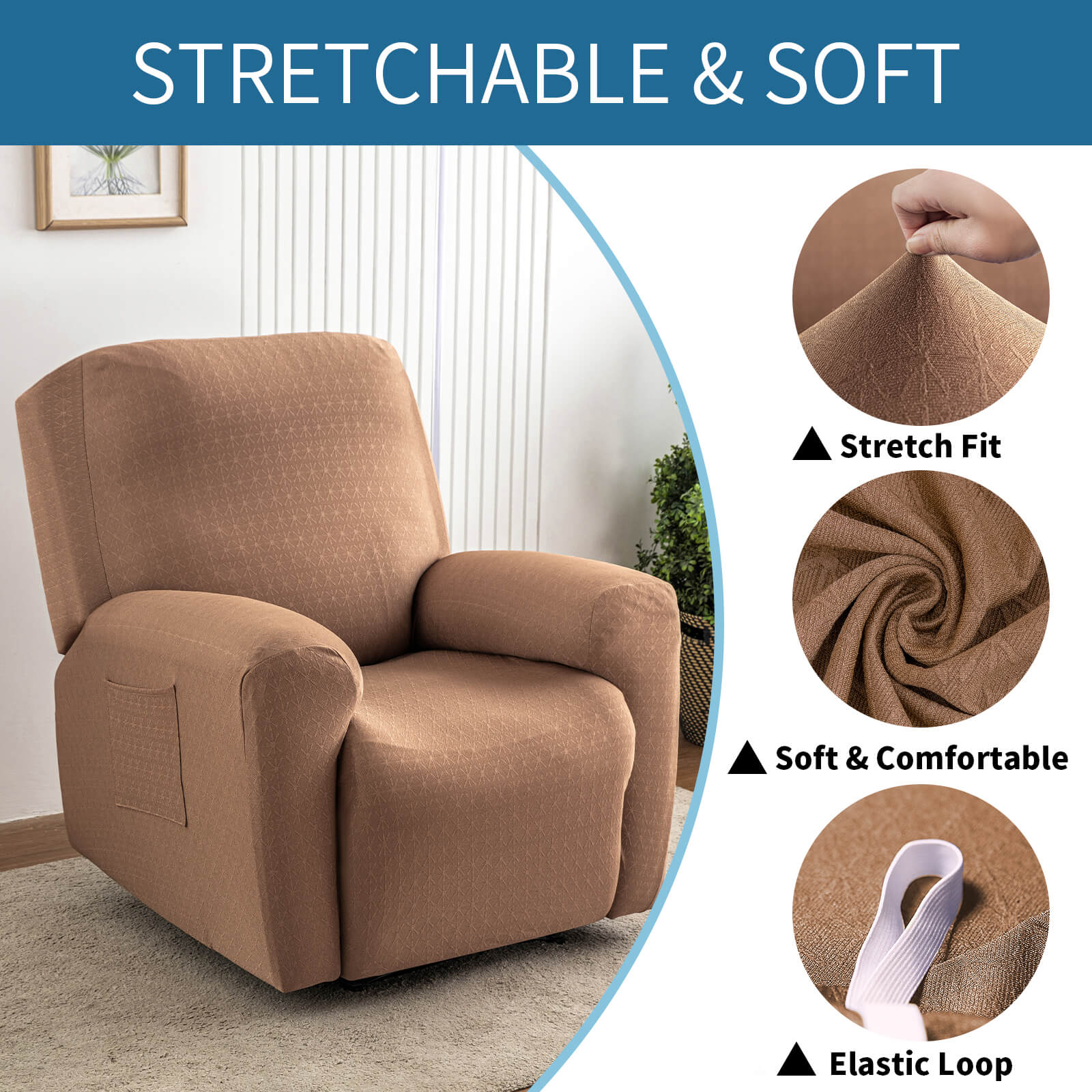 Waterproof Recliner Slipcover With Armrests