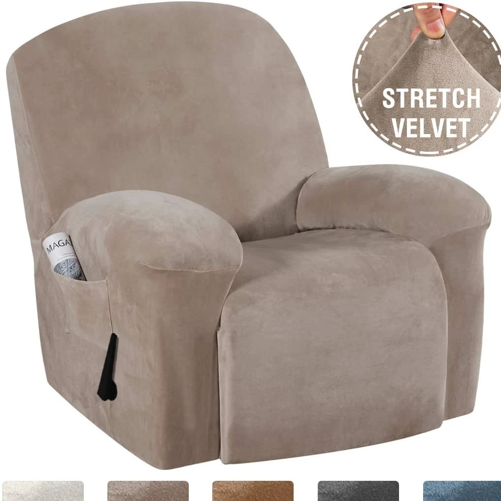 Stretchable Velvet Recliner Slipcover For 1/2/3 Seats