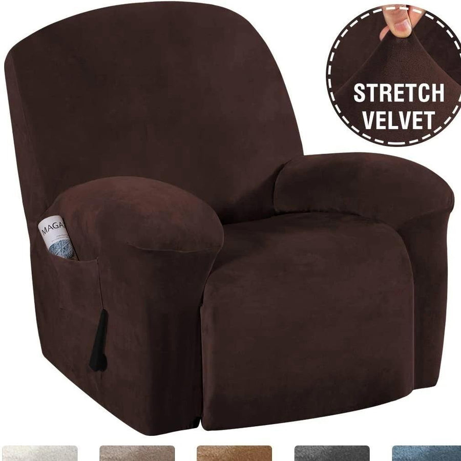 Stretchable Velvet Recliner Slipcover For 1/2/3 Seats