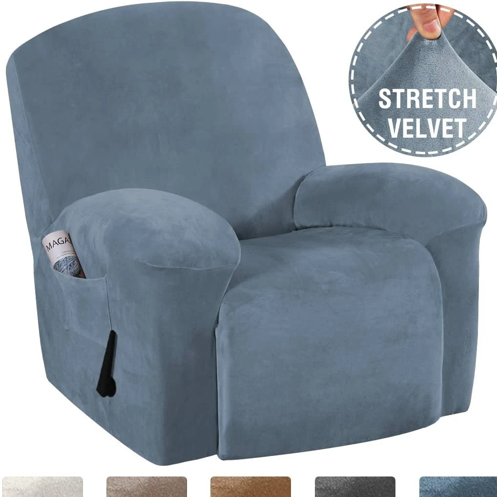 Stretchable Velvet Recliner Slipcover For 1/2/3 Seats