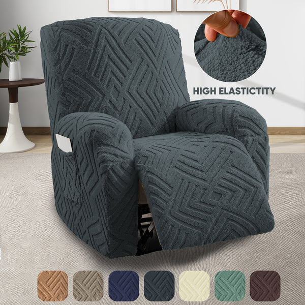 Split Geometric Pattern Soft Polyster Velvet Recliner Chair Cover