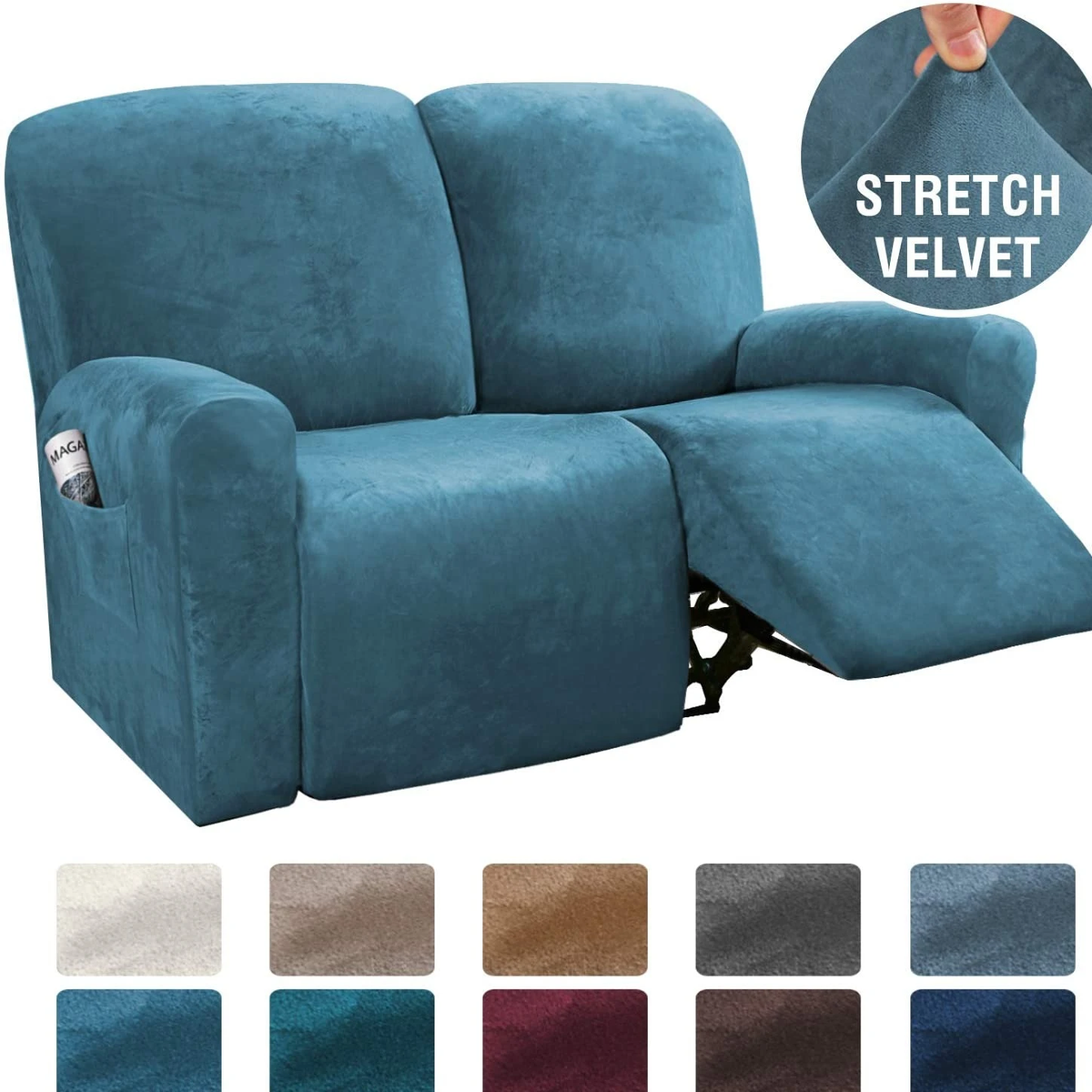 Stretchable Velvet Recliner Slipcover For 1/2/3 Seats