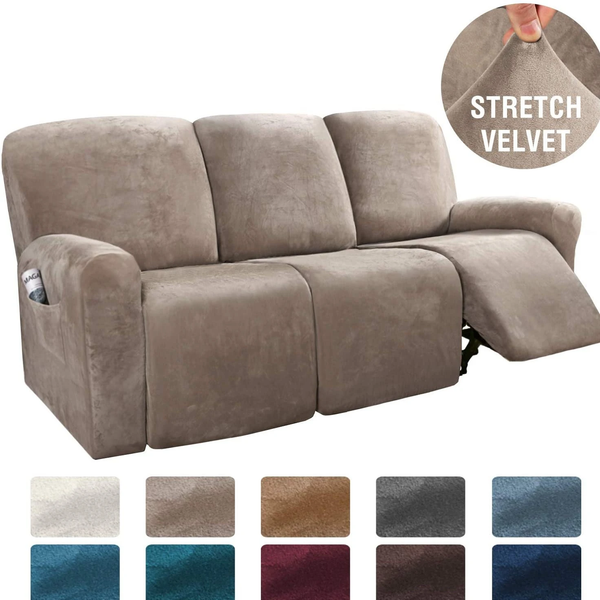 3 Seater Velvet Stretch Recliner Slipcover