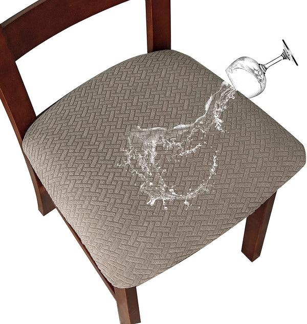 Solid Color Stretchable Dining Chair Seat Cover Waterproof Gray
