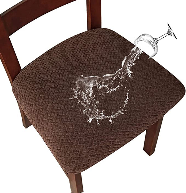 Solid Color Stretchable Dining Chair Seat Cover Waterproof Chocolate
