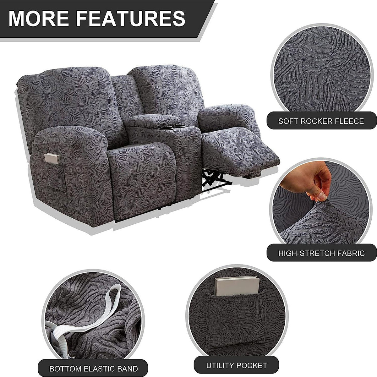 Recliner Loveseat Cover with Center Console