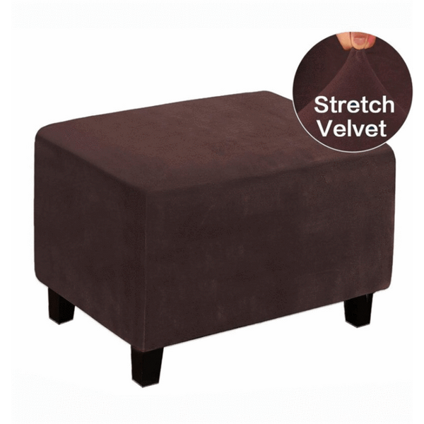 Velvet Rectangular Ottoman Covers Brown