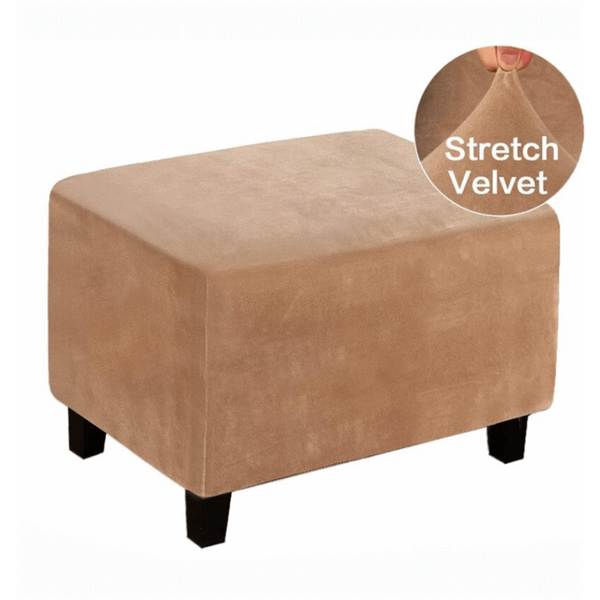 Velvet Rectangular Ottoman Covers Camel