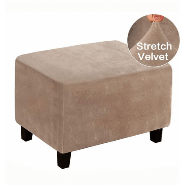 Velvet Rectangular Ottoman Covers Beige