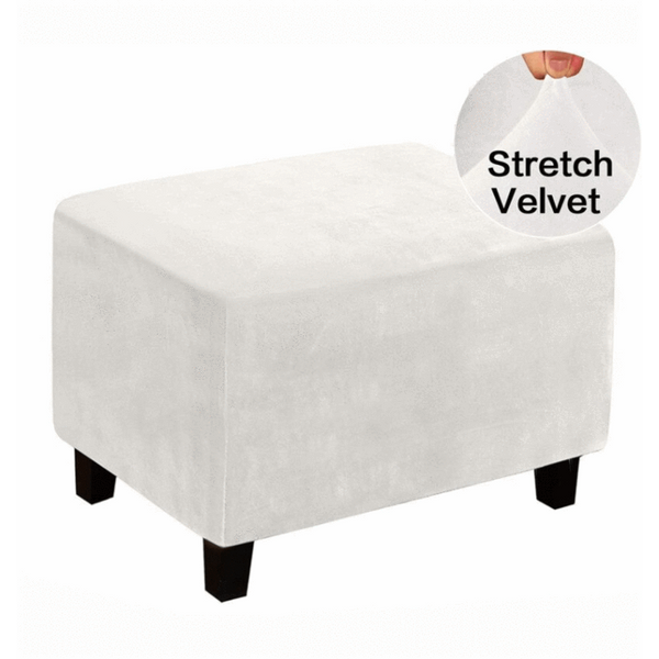 Velvet Rectangular Ottoman Covers White