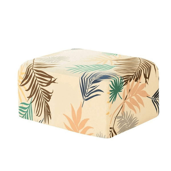 Printed Rectangular Ottoman Cover Yellow Leaf