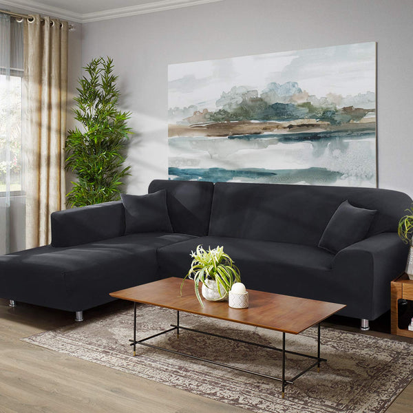 Non-slip L-Shaped Sectional Couch Covers Dark Grey
