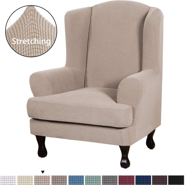Split Stretch Wingback Armchair Slipcovers (2 Pieces)
