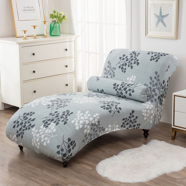 Chaise Lounge Sofa Cover Cyan Leaf