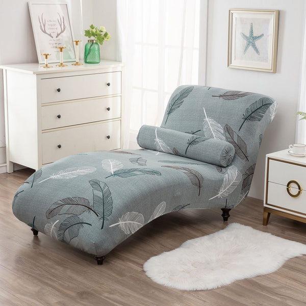 Chaise Lounge Sofa Cover Blue Leaf