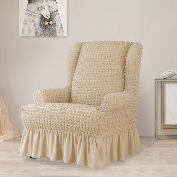 Bubble Design Elastic Wingback Armchair Cover