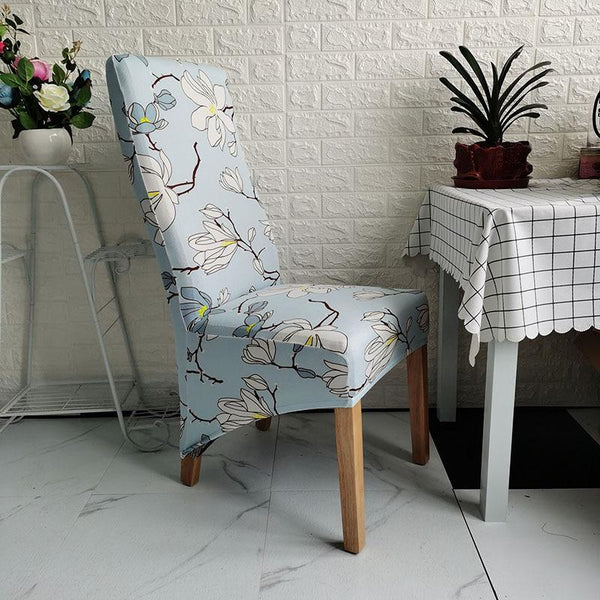XL Size Pattern Long Back Chair Covers Blue Pattern