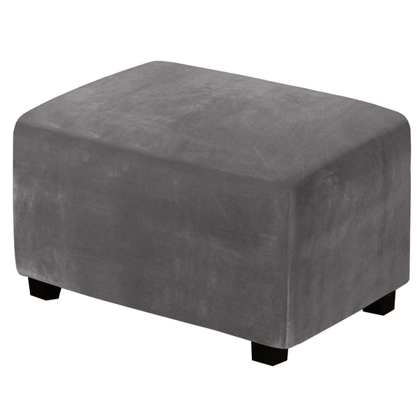 Velvet Rectangular Ottoman Covers Grey