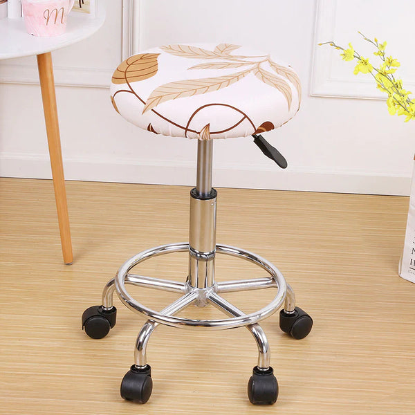 Elastic Round Bar Stool Cover Leaves02