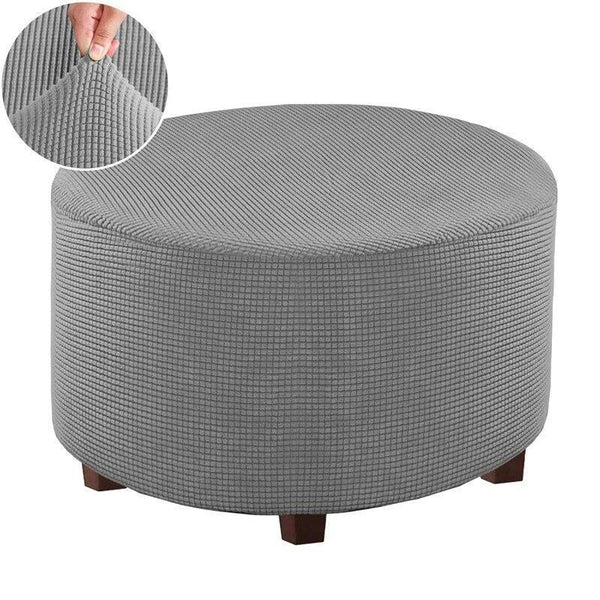 Round Ottoman Covers Light Grey