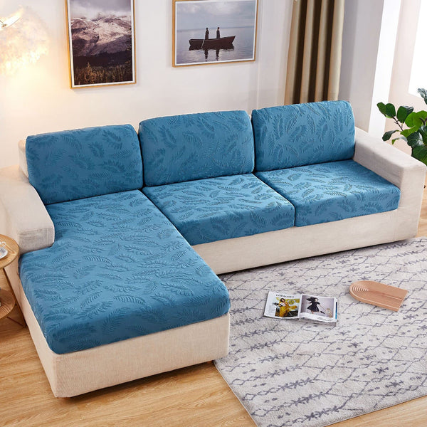 Knitted Feather Jacquard Stretch Couch Cushion Covers Non-Slip L Shaped Sofa Cover