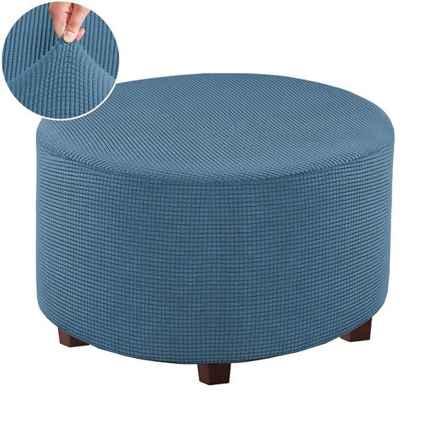 Round Ottoman Covers Light Blue
