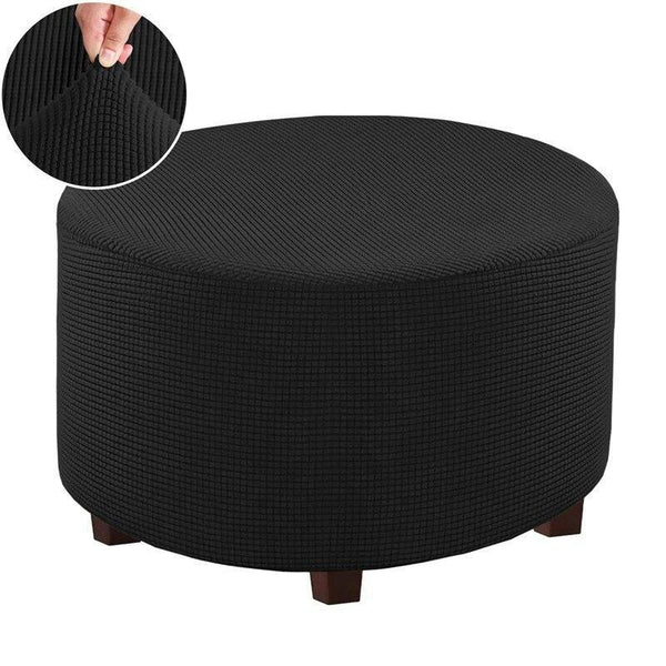 Round Ottoman Covers Black